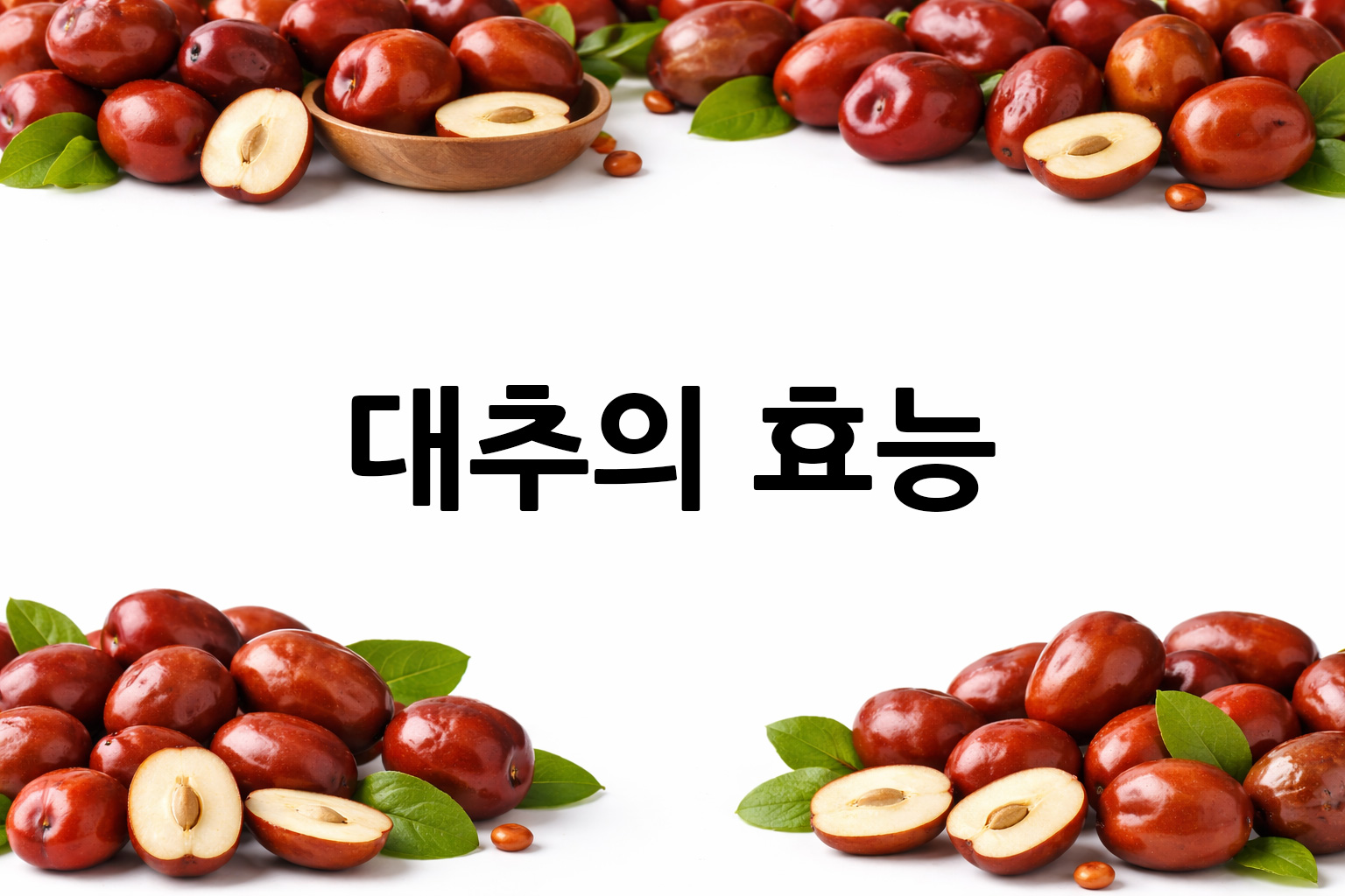 흰 배경의 대추 상·하단 띠 이미지, 가운데 텍스트 공간 비움