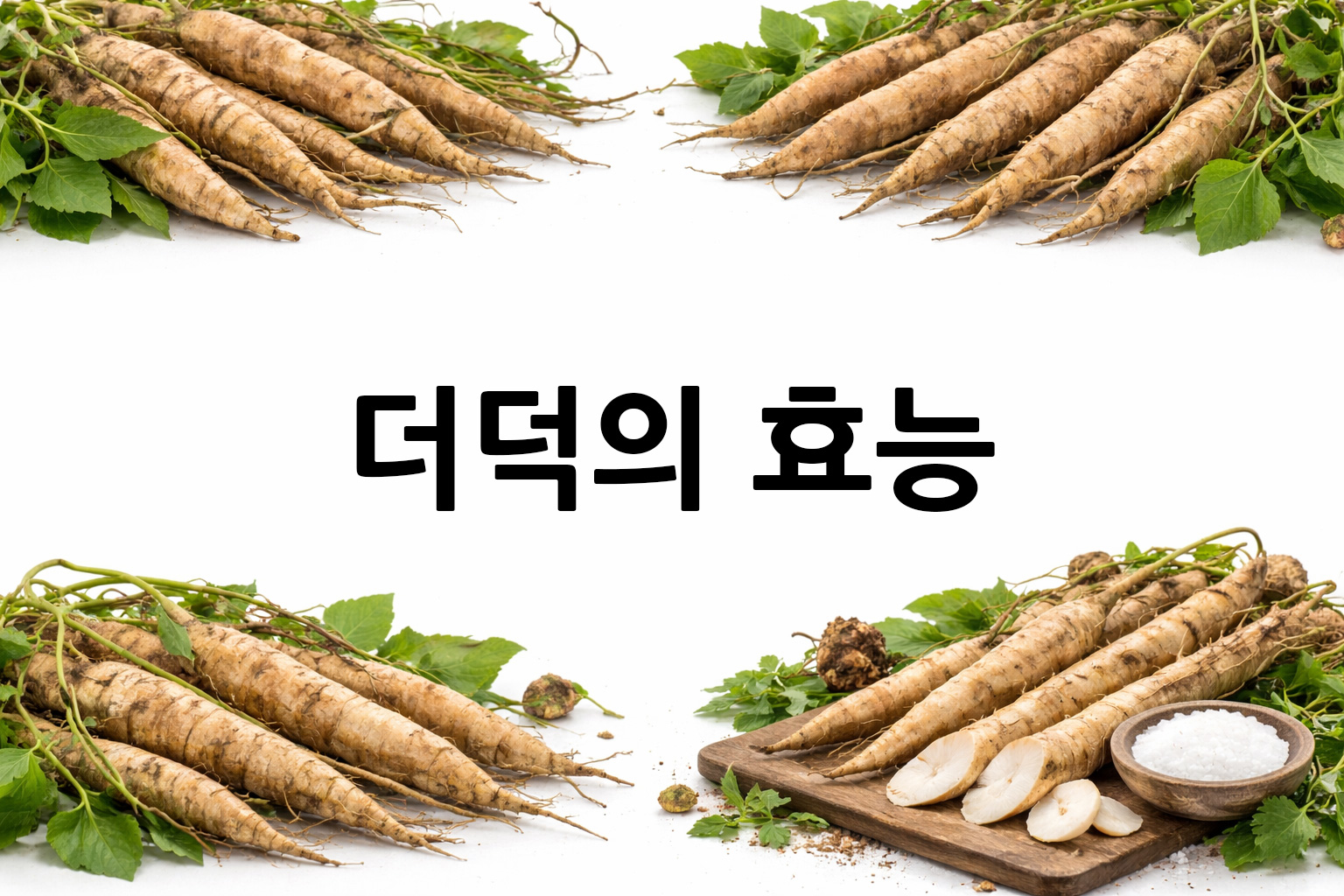 흰 배경의 더덕 상·하단 띠 이미지, 가운데 텍스트 공간 비움