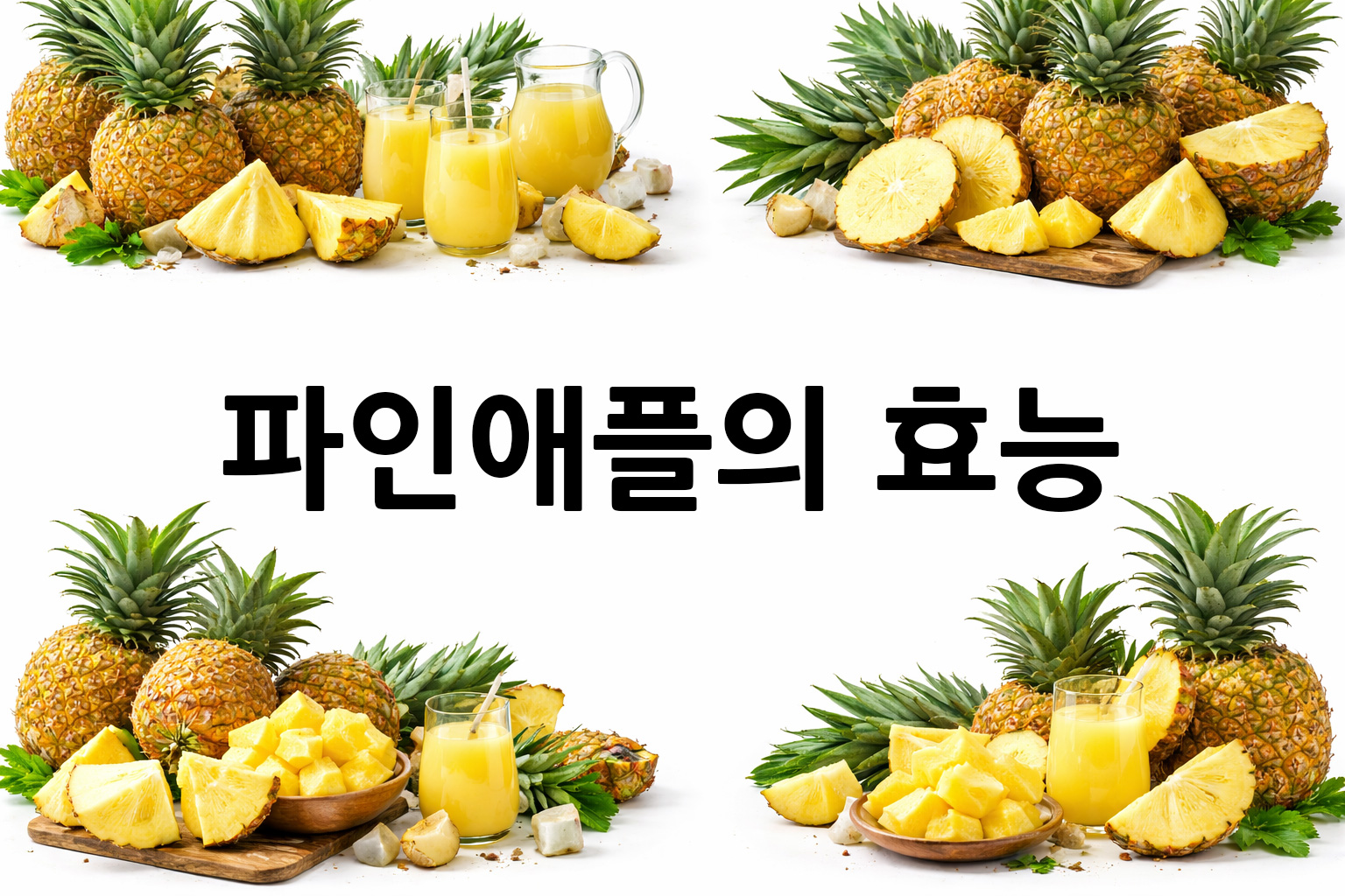 흰 배경의 파인애플 상·하단 띠 이미지, 가운데 텍스트 공간 비움