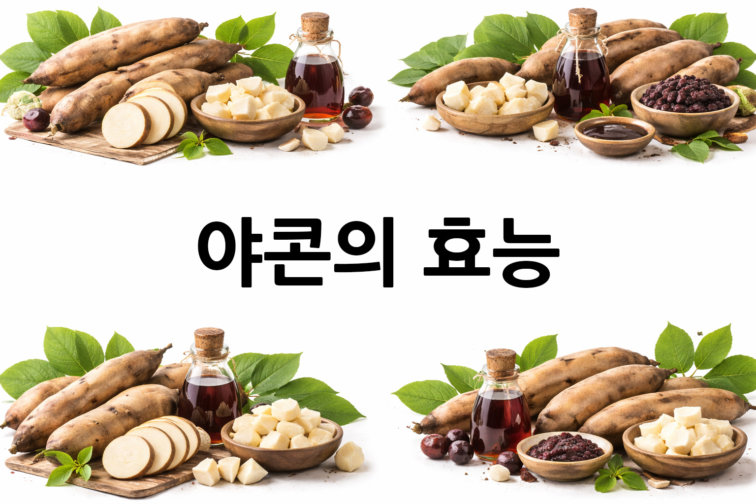 흰 배경의 야콘 상·하단 띠 이미지, 가운데 텍스트 공간 비움