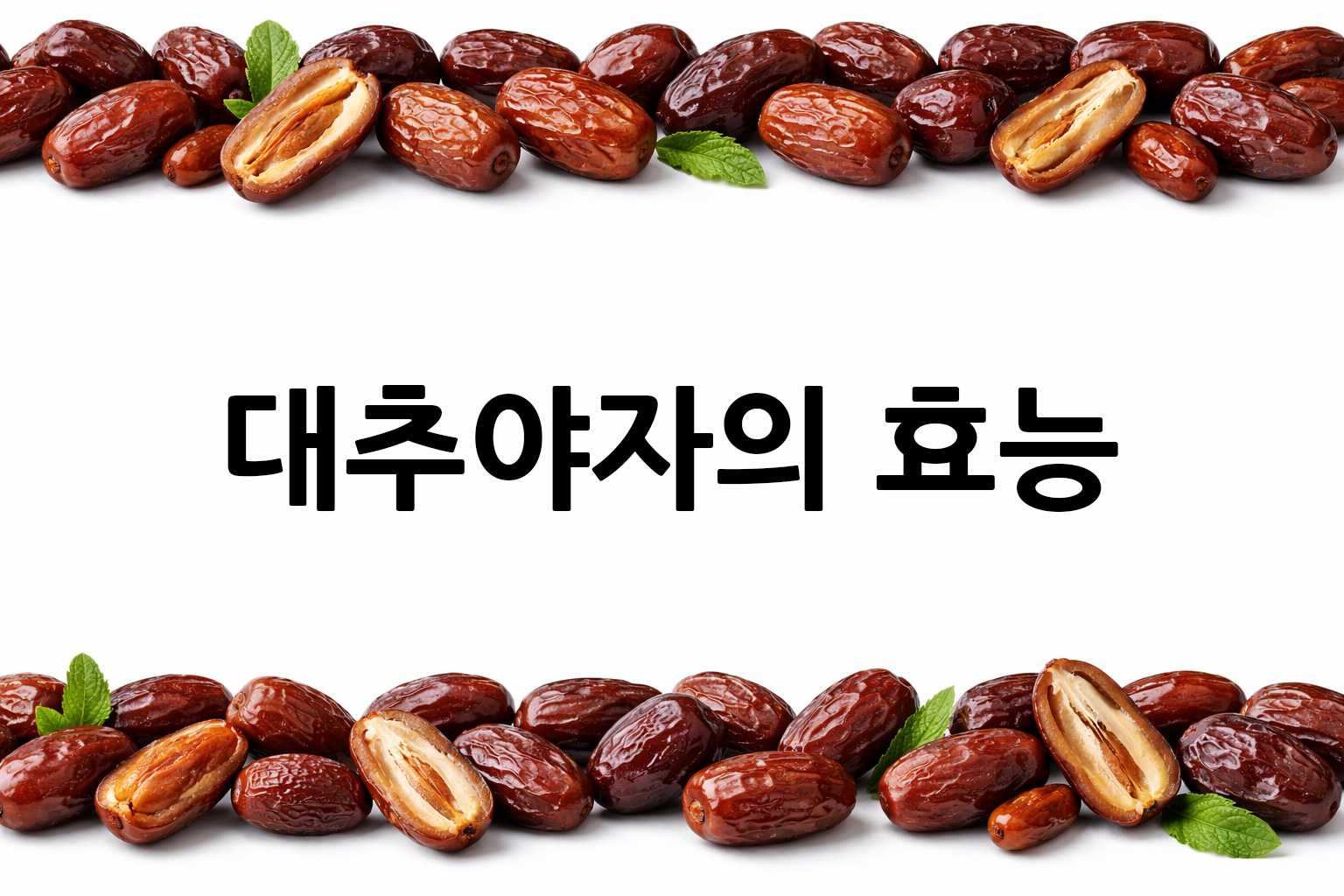 흰 배경의 대추야자 상·하단 띠 이미지, 가운데 텍스트 공간 비움