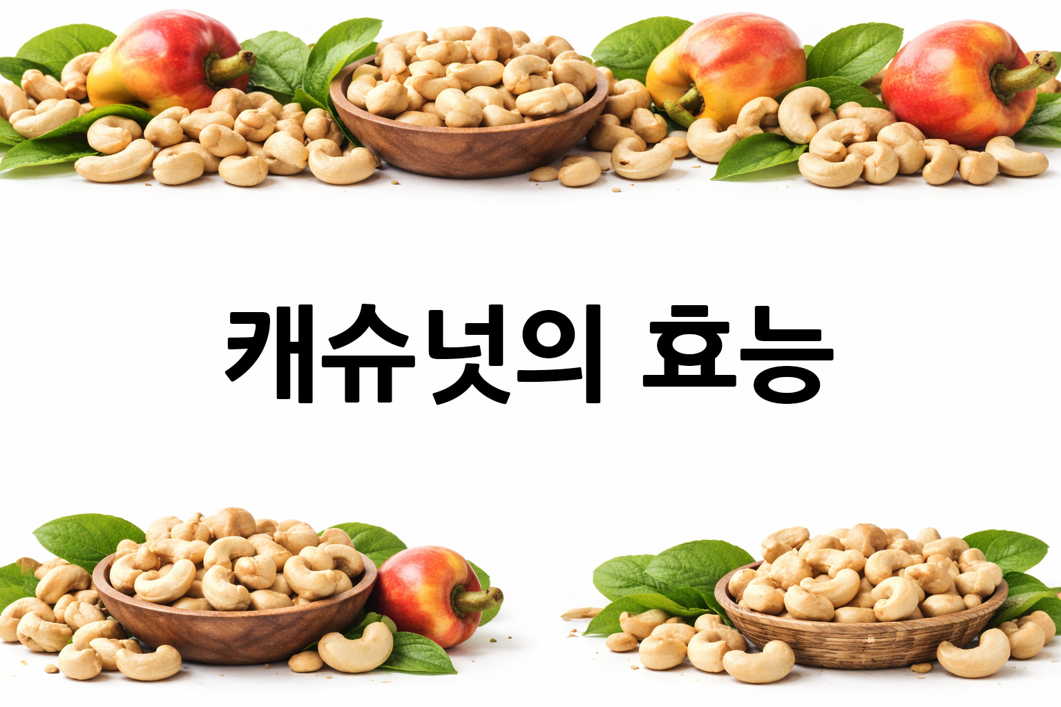 흰 배경의 캐슈넛 상·하단 띠 이미지, 가운데 텍스트 공간 비움