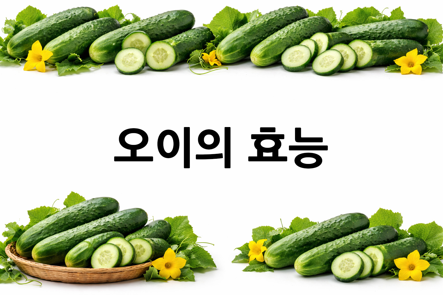 흰 배경의 오이 상·하단 띠 이미지, 가운데 텍스트 공간 비움