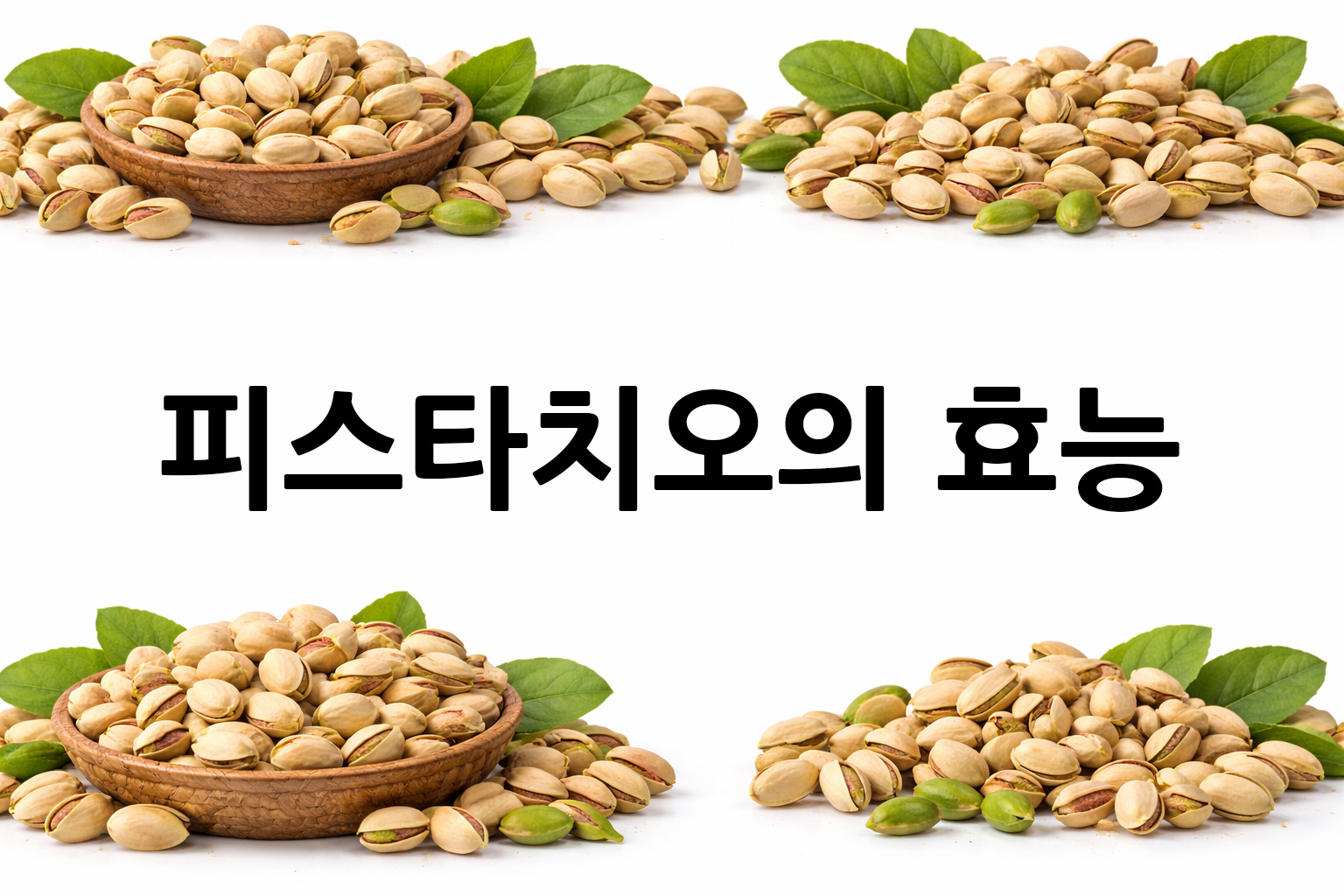 흰 배경의 피스타치오 상·하단 띠 이미지, 가운데 텍스트 공간 비움