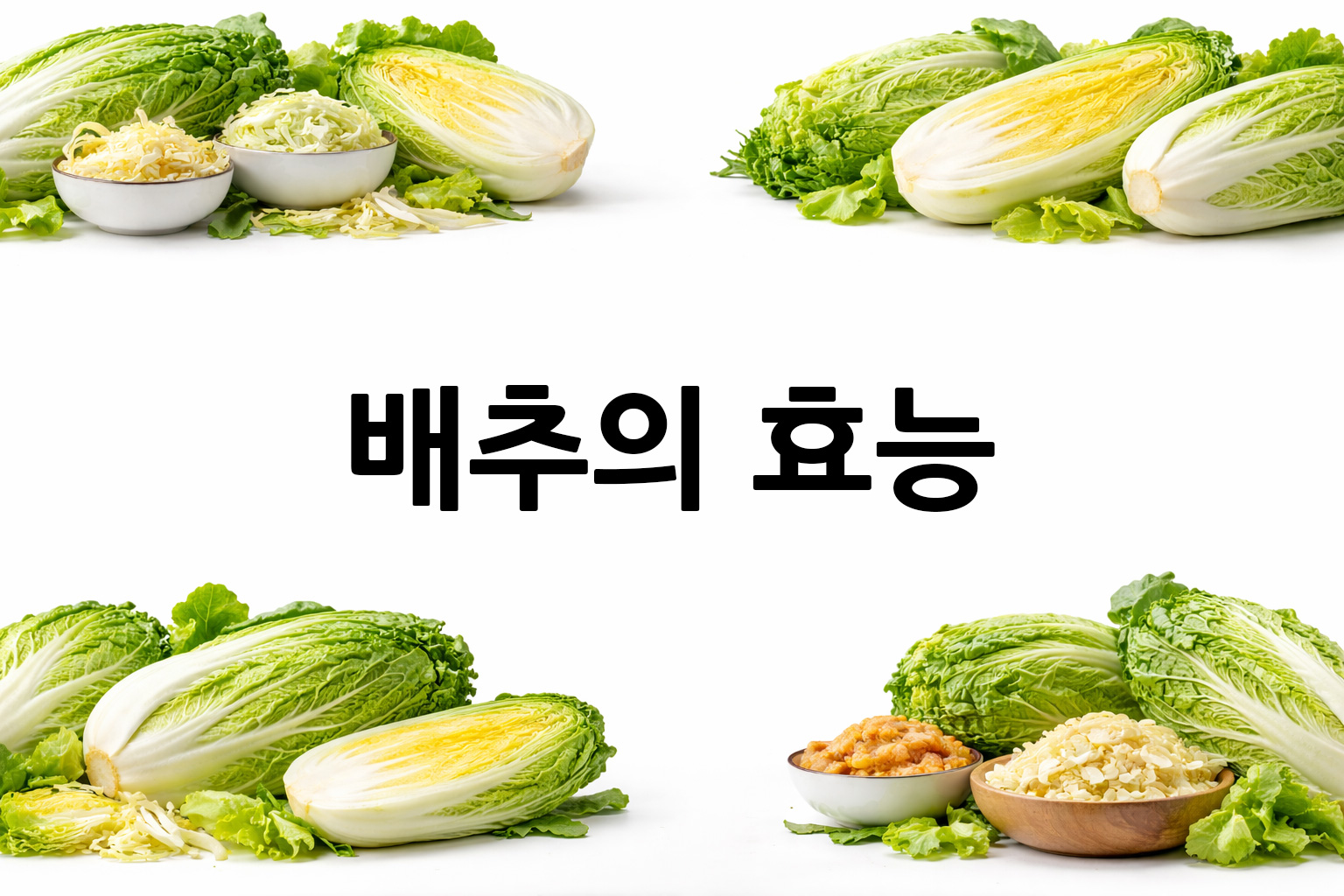 흰 배경의 배추 상·하단 띠 이미지, 가운데 텍스트 공간 비움