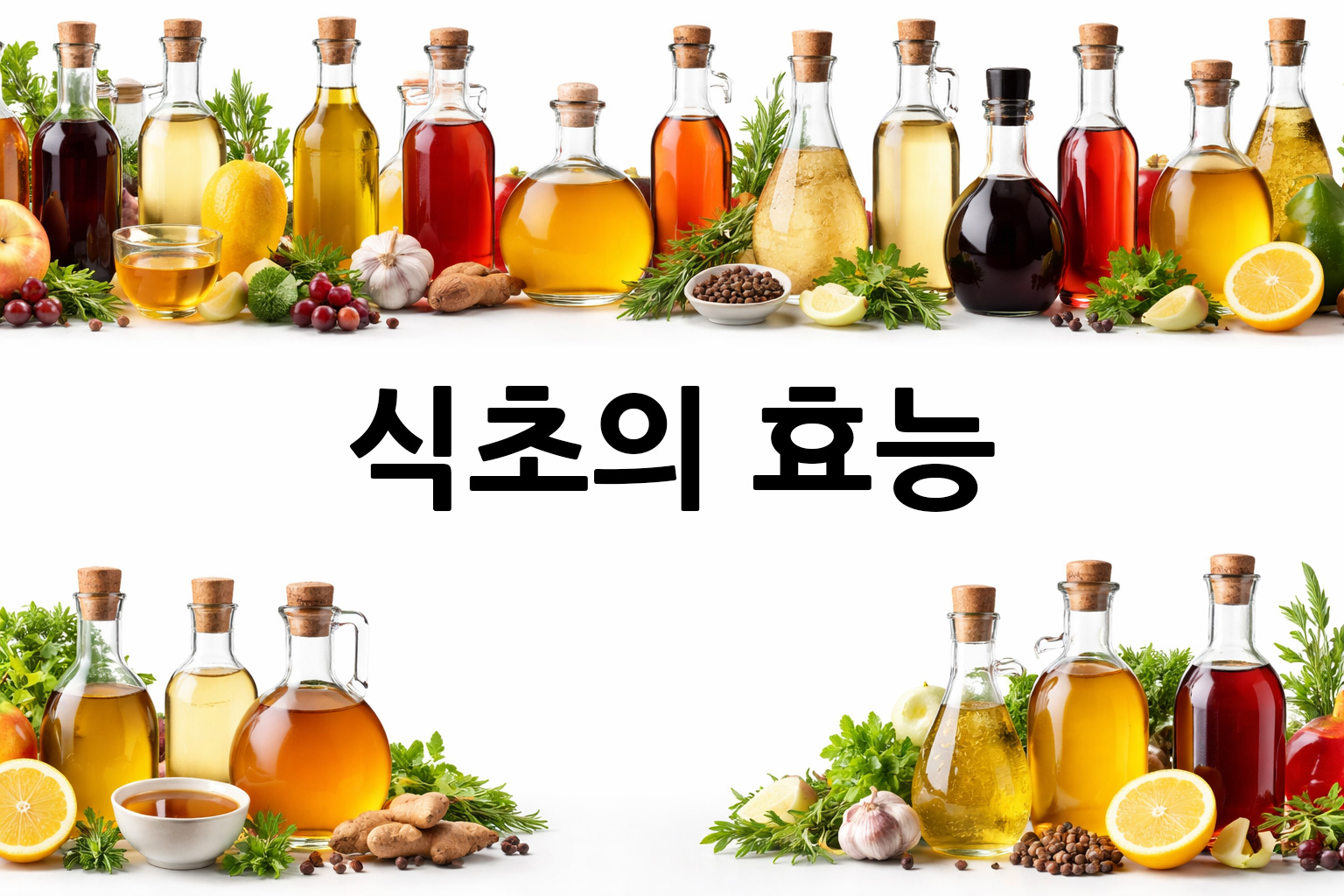 흰 배경의 식초 상·하단 띠 이미지, 가운데 텍스트 공간 비움