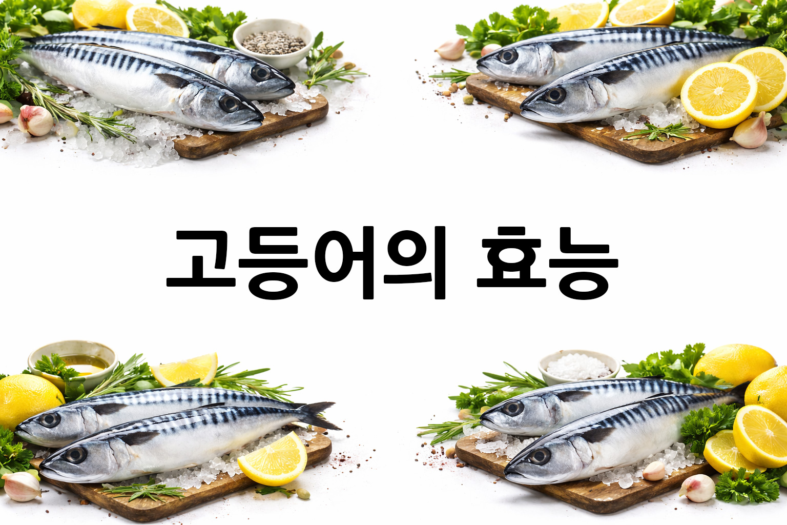 흰 배경의 고등어 상·하단 띠 이미지, 가운데 텍스트 공간 비움