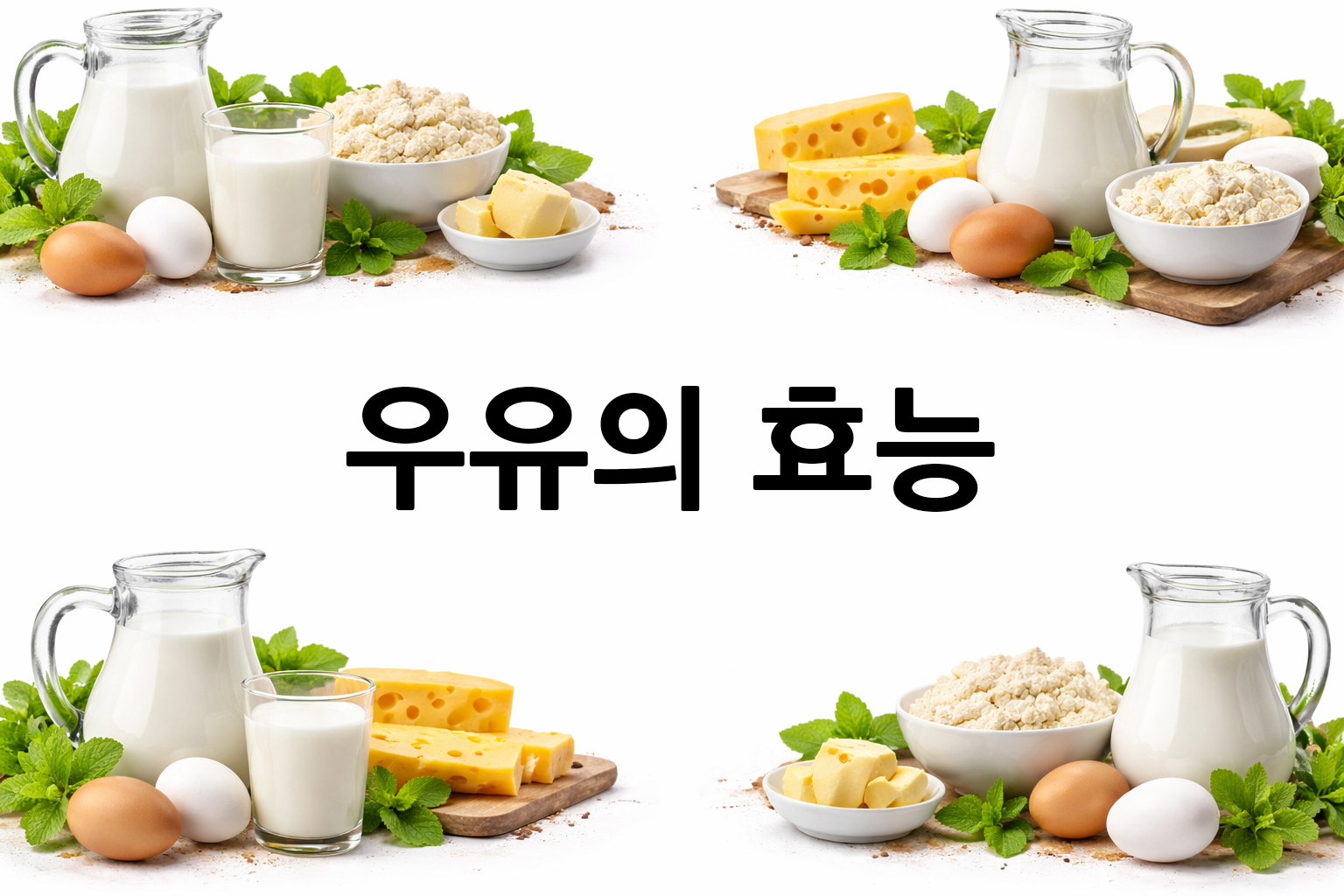 흰 배경의 우유 상·하단 띠 이미지, 가운데 텍스트 공간 비움