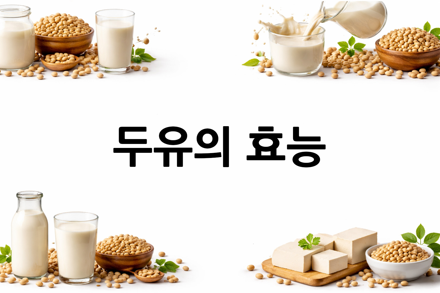 흰 배경의 두유 상·하단 띠 이미지, 가운데 텍스트 공간 비움