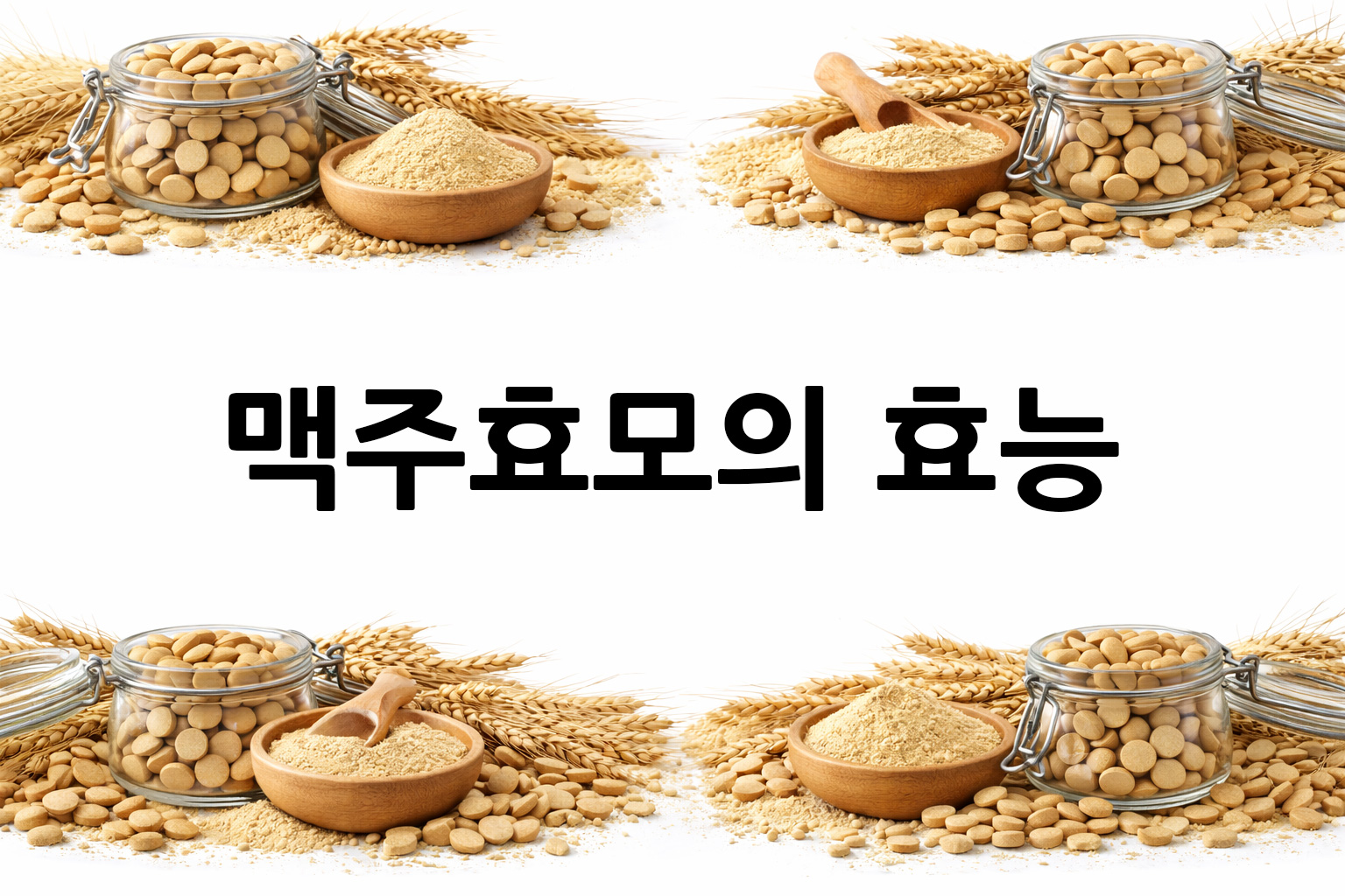 흰 배경의 맥주효모 상·하단 띠 이미지, 가운데 텍스트 공간 비움