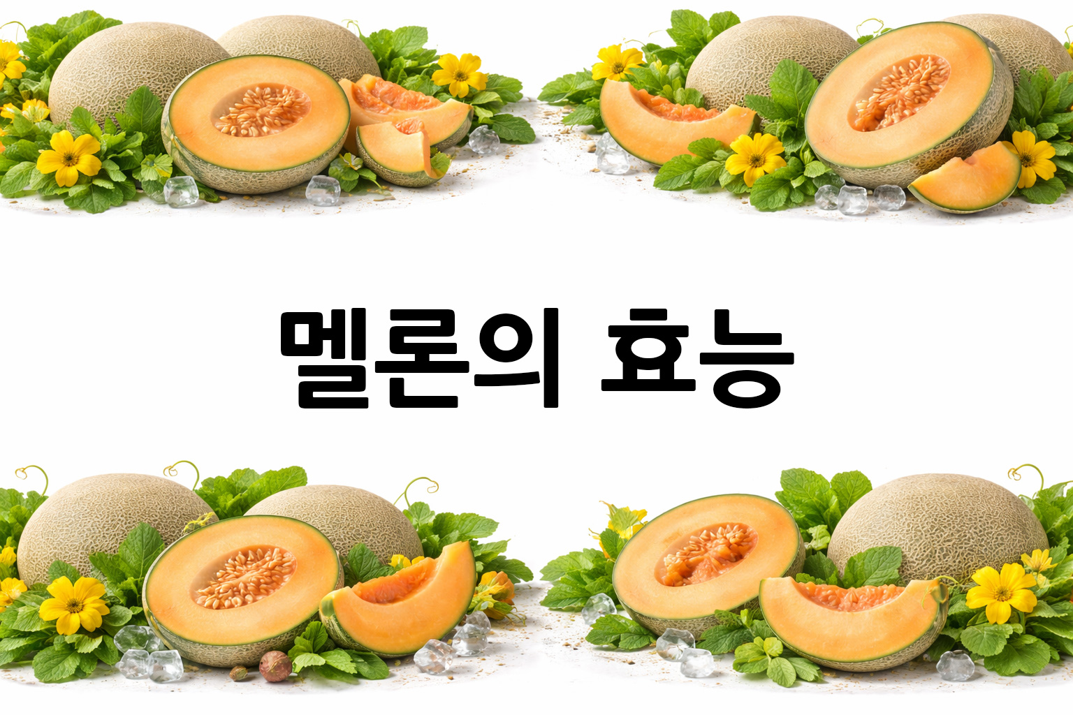 흰 배경의 멜론 상·하단 띠 이미지, 가운데 텍스트 공간 비움