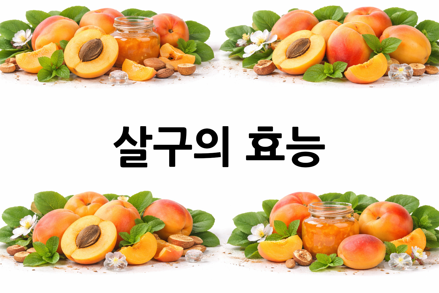 흰 배경의 살구 상·하단 띠 이미지, 가운데 텍스트 공간 비움