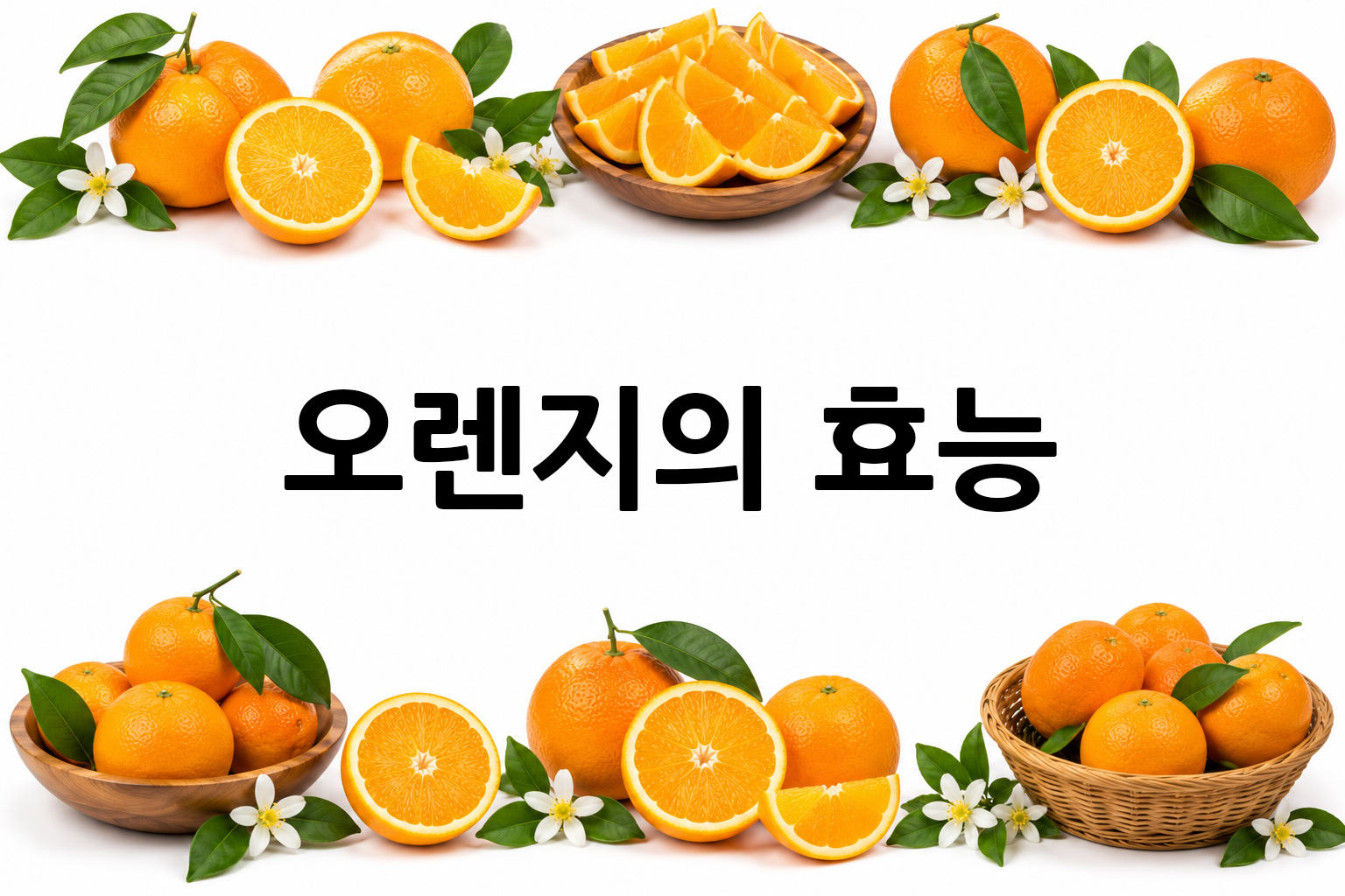 흰 배경의 오렌지 상·하단 띠 이미지, 가운데 텍스트 공간 비움