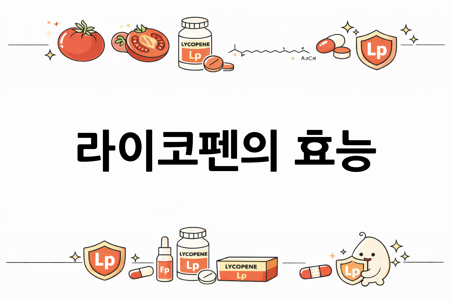 흰 배경의 라이코펜 관련 미니멀 벡터 아이콘 이미지, 중앙 텍스트 공간 비움